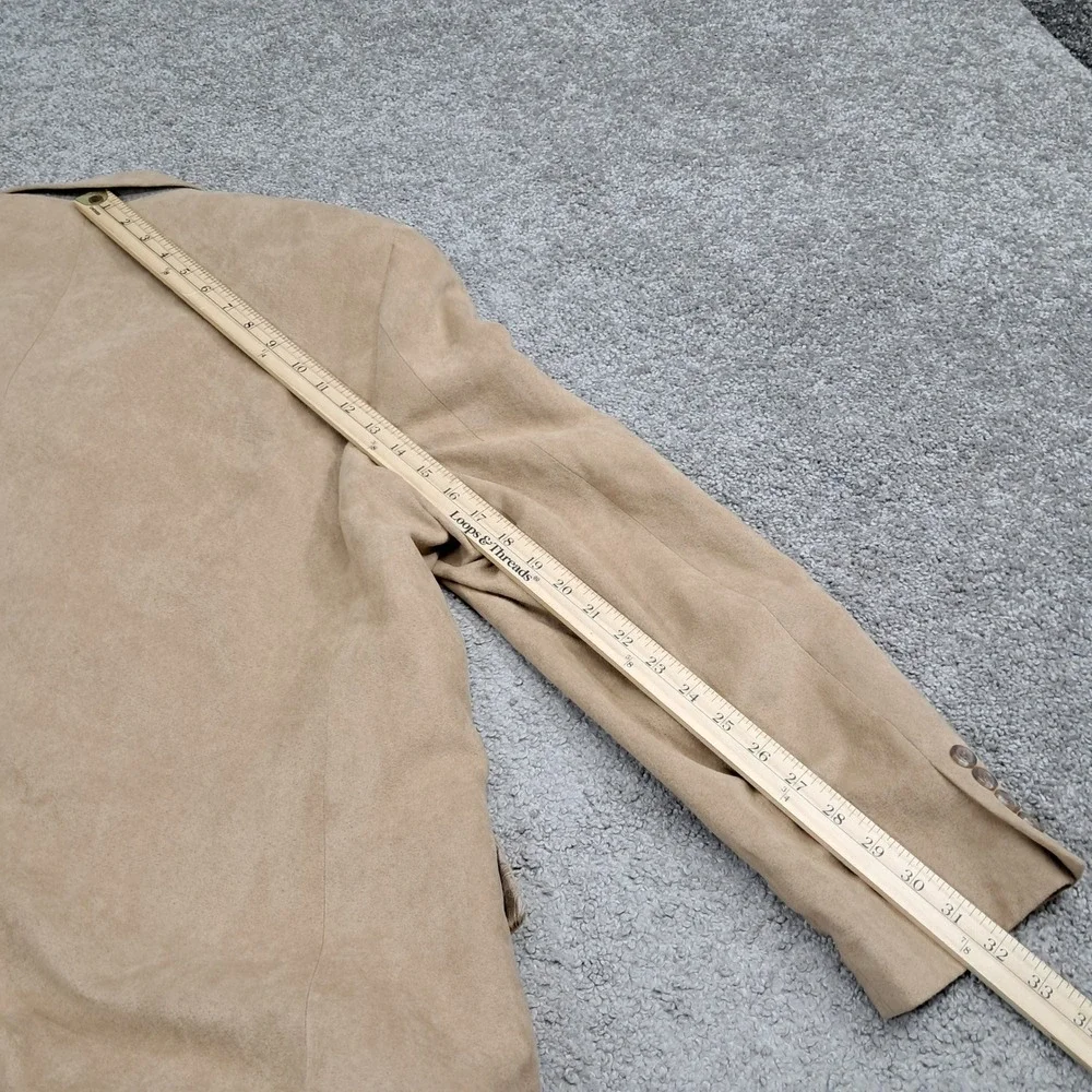 Chaps Mens 42L‎ Tan Faux Suede Two Button Blazer Sport Coat Paisley Lining 6601